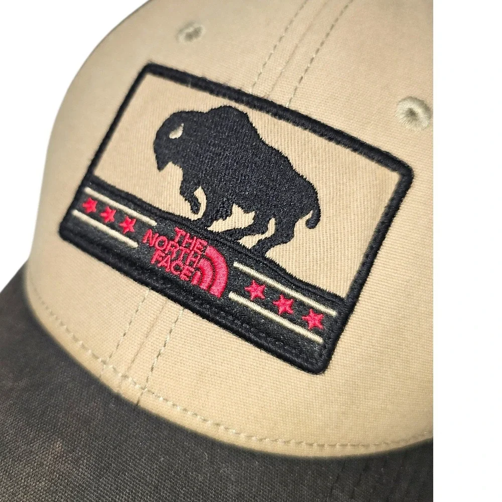 The North Face Buffalo‎ Patch Trucker Hat Tan Black Mesh Snapback Heritage Cap